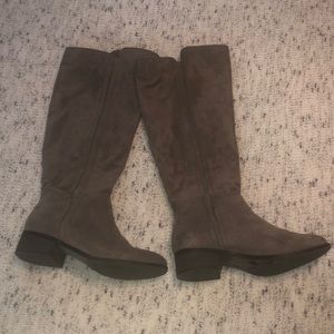 3/4 calf high suede dark tan boots